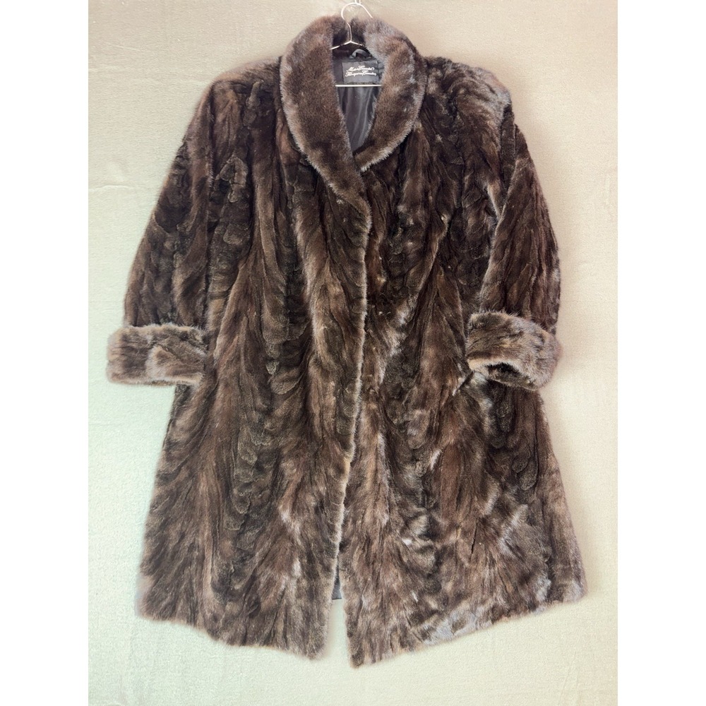 Vintage Mahogany Mink Fur Coat Full Length Brown Made in Canada Womens XL